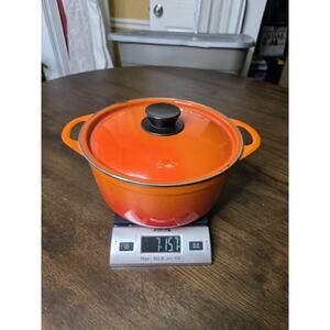 Vintage Cousances #16 Enameled Cast Iron Sauce Pan Pot Orange Made In France